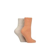 Elle Women’s Cosy Home and Bed Socks - 2 Pack Soft Warm Pairs for Lounging and Sleeping, Fluffy Relaxed Fit, Ideal for Cold Nights and Comfort at Home, Size 4-8 Coral Blaze