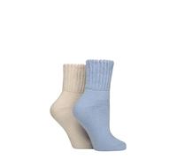 Elle Women’s Cosy Home and Bed Socks - 2 Pack Soft Warm Pairs for Lounging and Sleeping, Fluffy Relaxed Fit, Ideal for Cold Nights and Comfort at Home, Size 4-8 Powder Blue