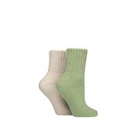 ELLE Women’s Cosy Home and Bed Socks - 2 Pack Soft Warm Pairs for Lounging and Sleeping, Fluffy Relaxed Fit, Ideal for Cold Nights and Comfort at Home, Size 4-8 Forager