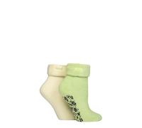 ELLE Women’s Lounge Socks - 2 Pair Multipack Thermal Bed Style with Anti-Slip Grip, Soft and Warm for Indoor Comfort and Relaxing at Home, Size 4-8
