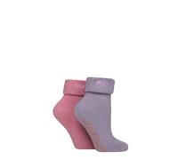 ELLE Women’s Lounge Socks - 2 Pair Multipack Thermal Bed Style with Anti-Slip Grip, Soft and Warm for Indoor Comfort and Relaxing at Home, Size 4-8 (UK, Numeric, 4, 8, Regular, Regular, Soft Pastel)