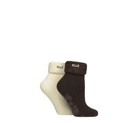 Elle Women’s Lounge Socks - 2 Pair Multipack Thermal Bed Style with Anti-Slip Grip, Soft and Warm for Indoor Comfort and Relaxing at Home, Size 4-8 Forager
