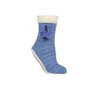 Elle Women's 1 Pair Chenille Slipper Socks With Moccasin Sole In Blue Blue