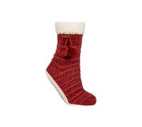 Elle Women's 1 Pair Chenille Slipper Socks With Moccasin Sole In Red Red