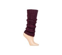 ELLE Ladies 1 Pair Chunky Cable Knit Leg Warmers - Dark Heather One Size
