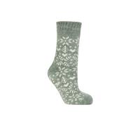ELLE Women’s Faux Fur Lined Chenille Slipper Socks - 1 Pair, Plush Indoor Comfort, Soft & Warm Knit Design with Non-Slip Base, Size UK 4-8 Forager
