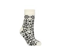 ELLE Women’s Faux Fur Lined Chenille Slipper Socks - 1 Pair, Plush Indoor Comfort, Soft & Warm Knit Design with Non-Slip Base, Size UK 4-8 Off White