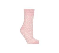 ELLE Women’s Faux Fur Lined Chenille Slipper Socks - 1 Pair, Plush Indoor Comfort, Soft & Warm Knit Design with Non-Slip Base, Size UK 4-8 Soft Pink