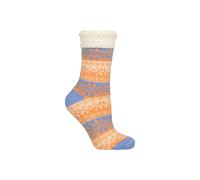 ELLE Women's 1 Pair Feather-Lined Fairisle Home Socks in Coral | Size: 4-8 Elle Coral 4-8