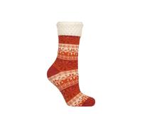 Elle Women’s Feather-Lined Fairisle Home Socks - 1 Pair Soft Warm Lounge Style with Fluffy Inner and Knitted Outer, Cosy Indoor Wear or Gift Idea, Size 4-8 Wild Poppy