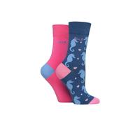 Elle Ladies Soft, Breathable & Cooling Bamboo Patterned and Plain Colourful Socks in a Multipack of 2 Pairs (UK, Numeric, 4, 8, Regular, Regular, Seafarer)