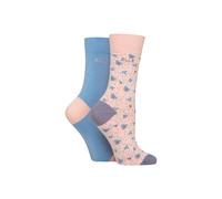 ELLE Ladies Soft, Breathable & Cooling Bamboo Patterned and Plain Colourful Socks in a Multipack of 2 Pairs (UK, Numeric, 4, 8, Regular, Regular, Parisian Rose)