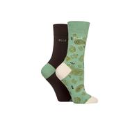 Elle Ladies Soft, Breathable & Cooling Bamboo Patterned and Plain Colourful Socks in a Multipack of 2 Pairs (UK, Numeric, 4, 8, Regular, Regular, Forager)
