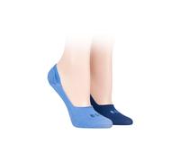 Elle Women Bamboo Seamless Shoe liners with Silicone Heel Grips Pack of 2 (Gingham Blue, 4-8)