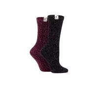 ELLE Women's 2 Pair Cable Knit Chenille Boot Socks in Black | Size: 4/8