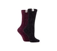 ELLE Women's 2 Pair Cable Knit Chenille Boot Socks in Black | Size: 4-8 Elle Black 4-8