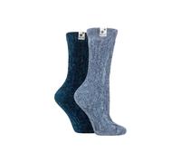 ELLE Women's 2 Pair Cable Knit Chenille Boot Socks in Blue | Size: 4-8 Elle Blue 4-8