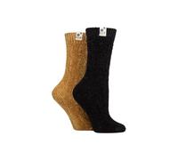 ELLE Women's 2 Pair Cable Knit Chenille Boot Socks in Yellow | Size: 4-8 Elle Yellow 4-8