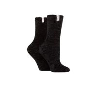Elle Ladies Super Soft Silky Cosy Chenille Leisure Socks Pack of 2 Size 4-8 in Assorted Colours (UK, Numeric, 4, 8, Regular, Regular, Black)