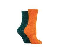 Elle 2 Pair Chenille Leisure Socks In Burnt Orange Burnt Orange 4-8