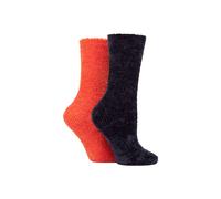 ELLE Women's 2 Pair Chenille Leisure Socks in Orange | Size: 4-8 Elle Orange 4-8