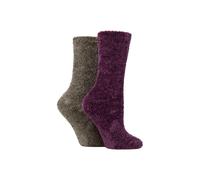 ELLE Women's 2 Pair Chenille Leisure Socks in Purple | Size: 4-8 Elle Purple 4-8