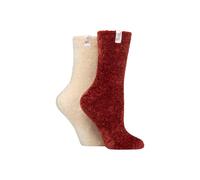 ELLE Women's 2 Pair Chenille Leisure Socks in Red | Size: 4-8 Elle Red 4-8