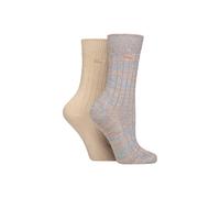 ELLE Ladies Chunky Plain Ribbed Cotton Soft Cosy Warm Boot Socks for Outdoor Walking Hiking in a Multipack of 2 Size 4-8 (UK, Numeric, 4, 8, Regular, Regular, Coral Blaze)