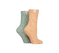 ELLE Women's 2 Pair Cosy Bed & Slipper Socks in Burnt Orange | Size: 4-8 Elle Burnt Orange 4-8