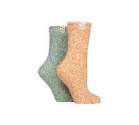 ELLE Women's 2 Pair Cosy Bed & Slipper Socks in Burnt Orange | Size: 4-8 Elle Burnt Orange 4-8