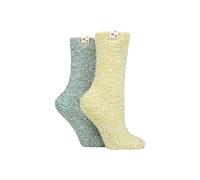 ELLE Women's 2 Pair Cosy Bed & Slipper Socks in Green | Size: 4-8 Elle Green 4-8