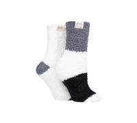 ELLE Women's 2 Pair Fluffy & Cosy Blissful Bed Time Socks in Grey | Size: 4-8 Elle Grey 4-8