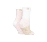 ELLE Women's 2 Pair Fluffy & Cosy Blissful Bed Time Socks in Mid Grey | Size: 4-8 Elle Mid Grey 4-8