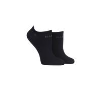 ELLE Ladies Plain Patterned and Striped Bamboo No Show Socks Pack of 2 Black 4-8