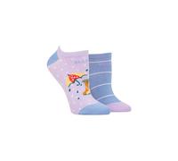 ELLE Women's 2 Pair Plain, Patterned & Striped Bamboo No Show Socks in Light Blue | Size: 4-8 Elle Light Blue 4-8