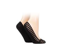 ELLE Women's 2 Pair Sheer Stripe & Scallop Edge Shoe Liners in Black | Size: 4-8 Elle Black 4-8