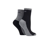ELLE Ladies Sports Cushioned Ankle Socks Pack of 2 Black 4-8