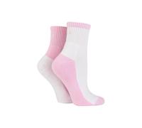 ELLE Women's 2 Pair Sports Cushioned Ankle Socks in Pink | Size: 4-8 Elle Pink 4-8