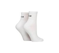ELLE Women's 2 Pair Sports Cushioned Ankle Socks in White | Size: 4/8
