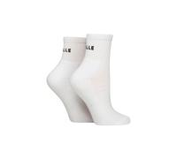 ELLE Women's 2 Pair Sports Cushioned Ankle Socks in White | Size: 4-8 Elle White 4-8