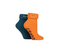 ELLE Women's 2 Pair Thermal Bed & Slipper Socks in Burnt Orange | Size: 4/8
