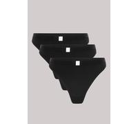 ELLE Women's 3 Pack Super Soft Cotton Heritage Patch Thong in Black | Size: Small