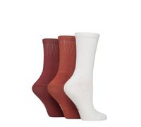 Elle Women's Bamboo Sports Socks - Plain and Striped, Crew Socks, Half Cushion 3 Pair Multipack Sizes 4-8 (UK, Numeric, 4, 8, Regular, Regular, Plain Wild Poppy)