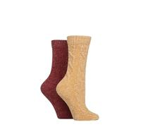 Elle Women's Chenile Boot Socks - Soft and Cosy Cable Knit in a Multipack of 2 for Walking, Hiking and the Outdoors Size 4-8 (UK, Numeric, 4, 8, Regular, Regular, Cinnamon)