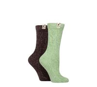 Elle Women's Chenile Boot Socks - Soft and Cosy Cable Knit in a Multipack of 2 for Walking, Hiking and the Outdoors Size 4-8 (UK, Numeric, 4, 8, Regular, Regular, Forager)