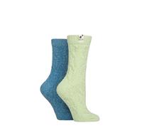 Elle Women's Chenile Boot Socks - Soft and Cosy Cable Knit in a Multipack of 2 for Walking, Hiking and the Outdoors Size 4-8 (UK, Numeric, 4, 8, Regular, Regular, Light Pine)