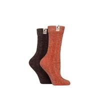 Elle Women's Chenile Boot Socks - Soft and Cosy Cable Knit in a Multipack of 2 for Walking, Hiking and the Outdoors Size 4-8 (UK, Numeric, 4, 8, Regular, Regular, Wild Poppy)