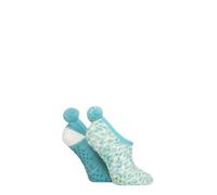 Elle Women's Cosy Slipper Socks - Mary Jane, Pom Poms, Anti Slip Grips, Warm,Winter, Colourful, Bright, Size 4-8 Multipack of 2 Storm