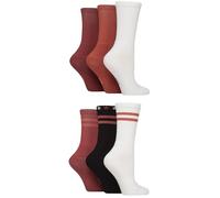 ELLE Women's Crew Sports Socks Half Cushioned Bamboo 6Pk Wild Poppy Mix