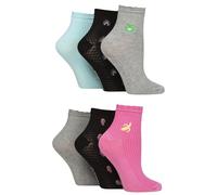ELLE Women's Frilly Bamboo Anklet Socks 6 Pairs 4-8 Rainbow Fruits